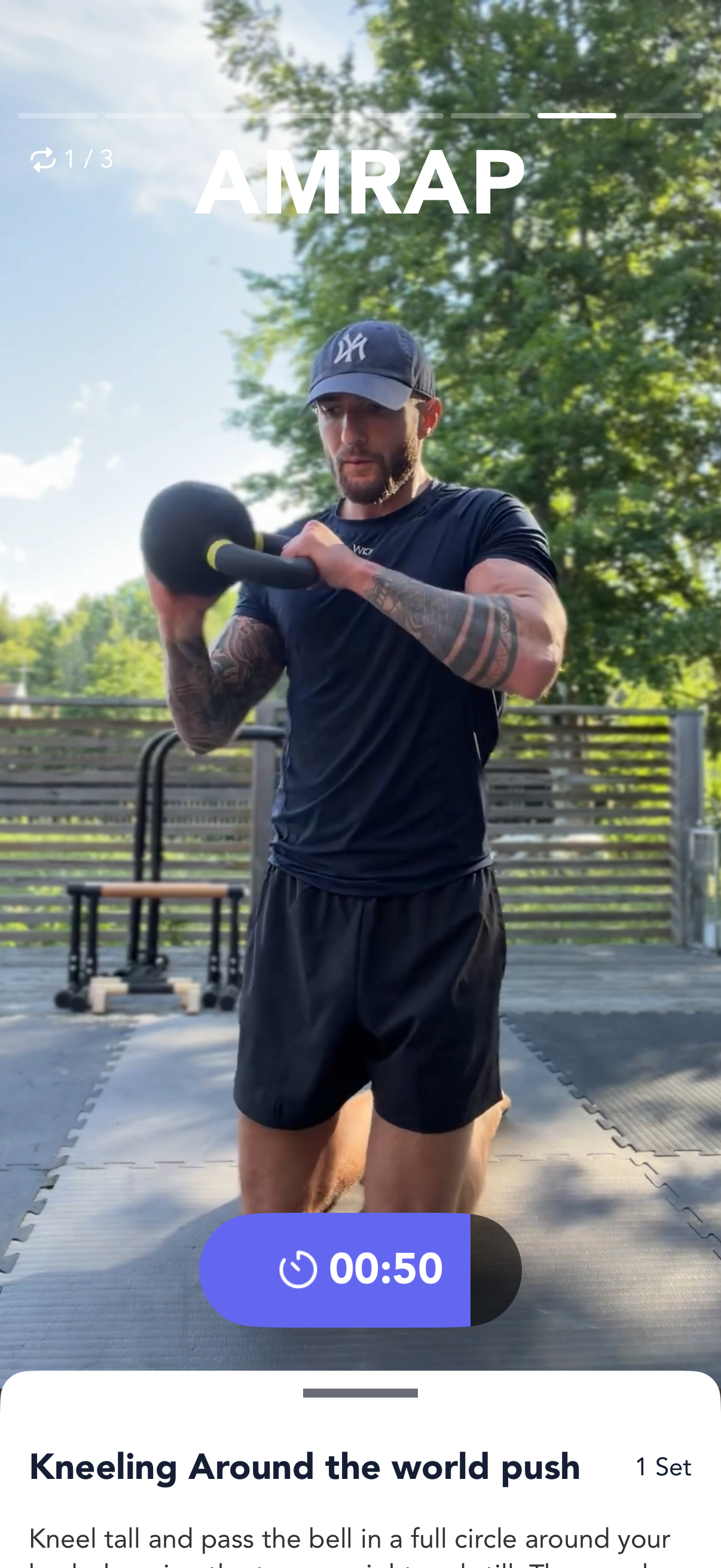 Kneeling around the world kettlebell workout