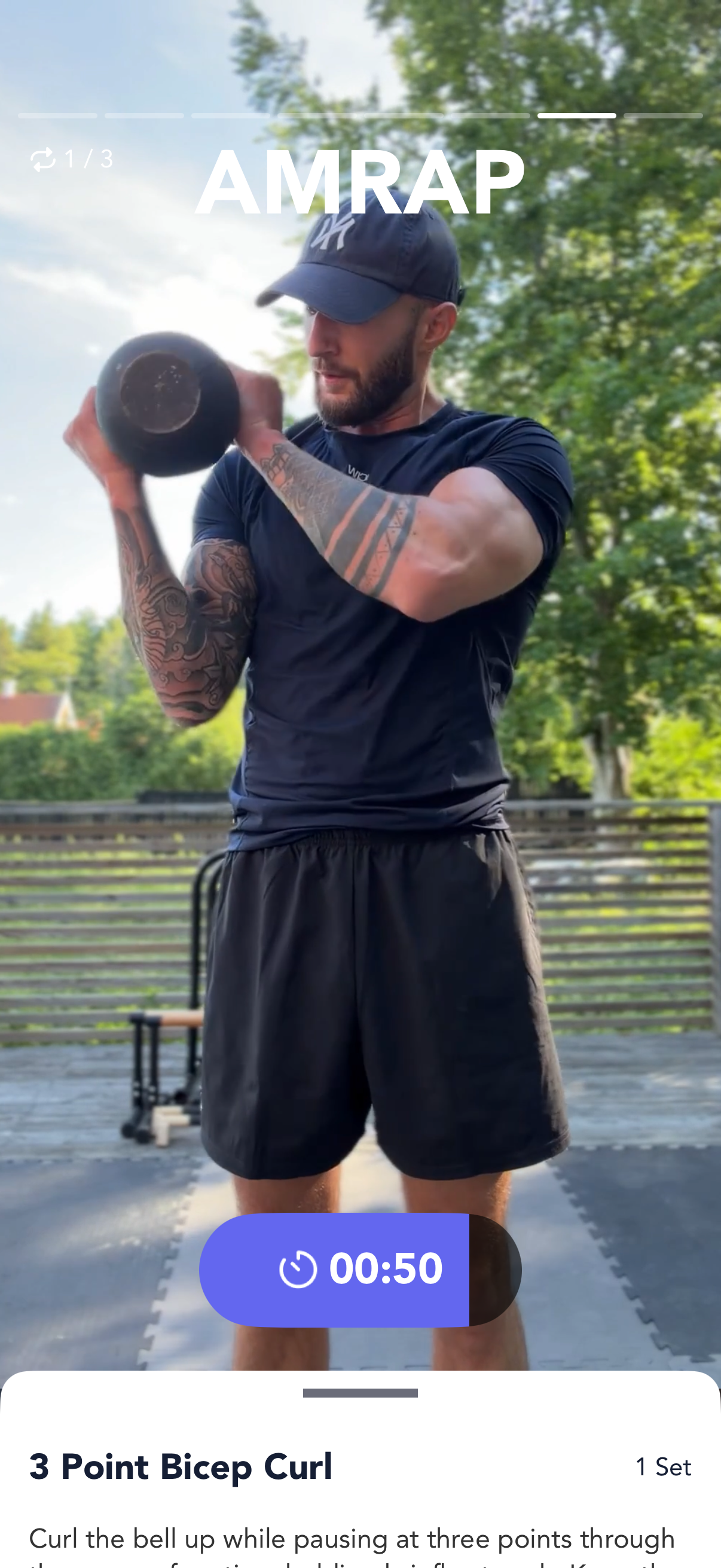 Three point kettlebell curl follow-along workout